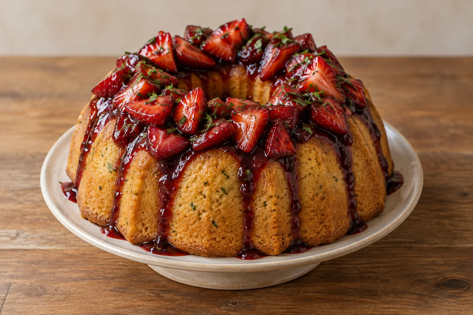 Basil Cake w/ Balsamic Strawberries
